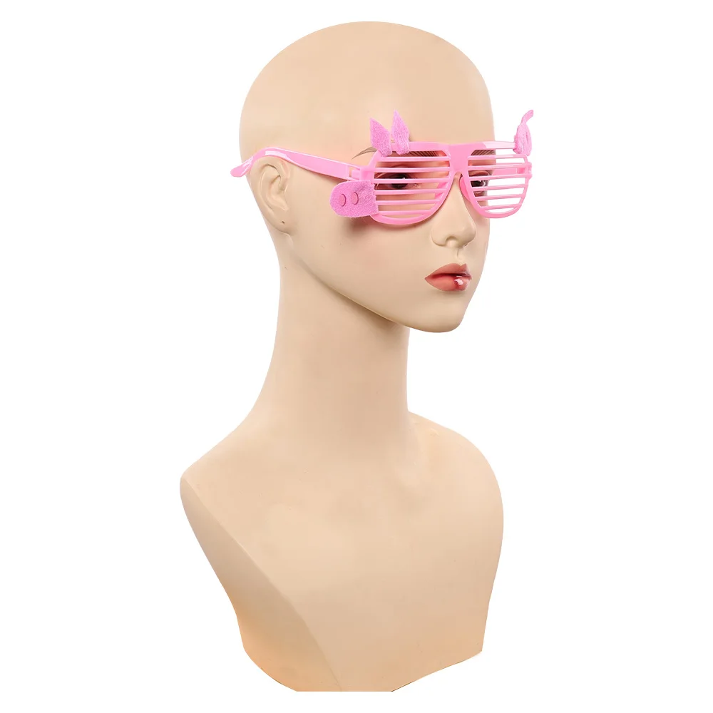 نيك وايلد كارتون حديقة الحيوان تأثيري الوردي خنزير نظارات مخطط نظارات زي اكسسوارات وتتسابق الدعائم تمويه كرنفال الهالوين #5