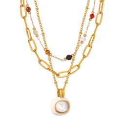 336L Stainless Steel Necklace For Women 18k Gold Plated Handmade Jewelry  Natural Stone Beaded Female Choker