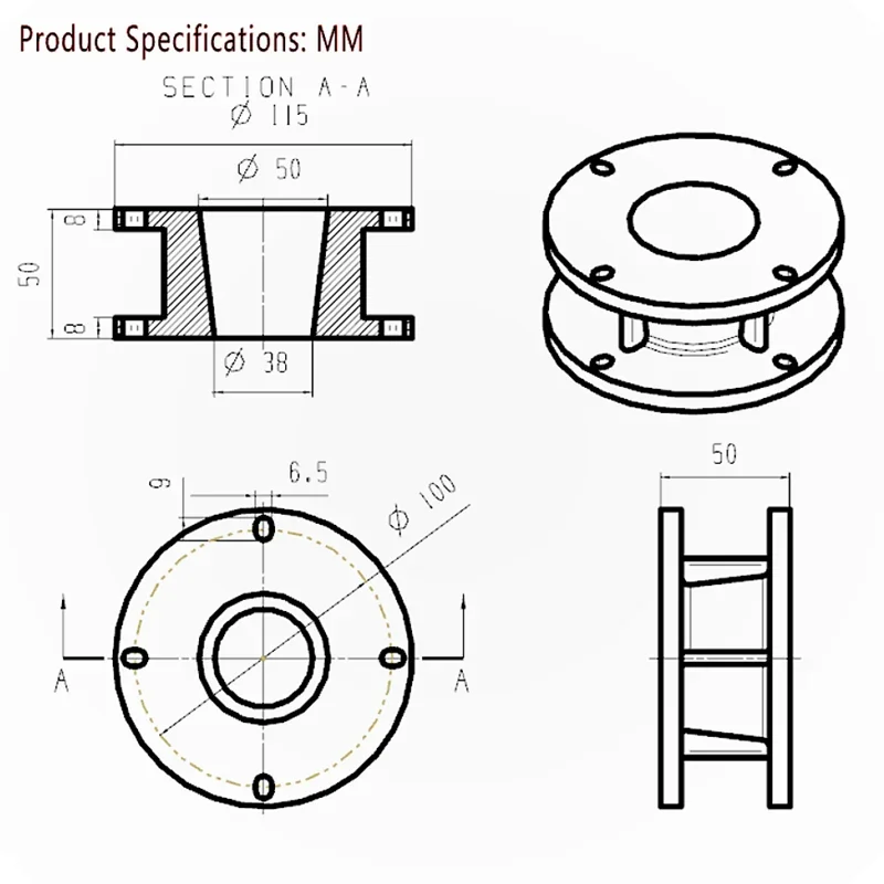 MW Audio PRO Audioteile und Zubehör für HF-Treiber-Horn-Konvertierungsschnittstelle, 1,4 Zoll bis 2 Zoll – Detail 1