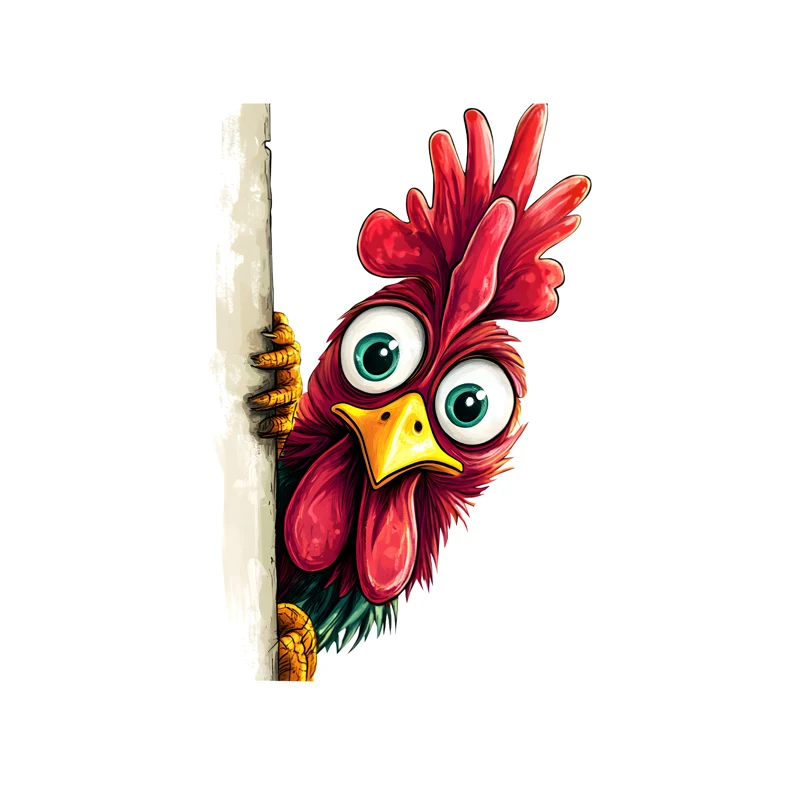 DK678 # Autocollant de voiture 3D The Chicken Peeking Sneakily, autocollant impermĂ©able amusant pour voitures, camions, motos, murs, fenĂȘtres