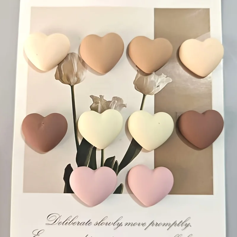 10Pcs Heart‑Shaped Refrigerator Magnets‑Decorative Magnets for Kitchen and Dishwasher‑Home Decor Refrigerator Magnets