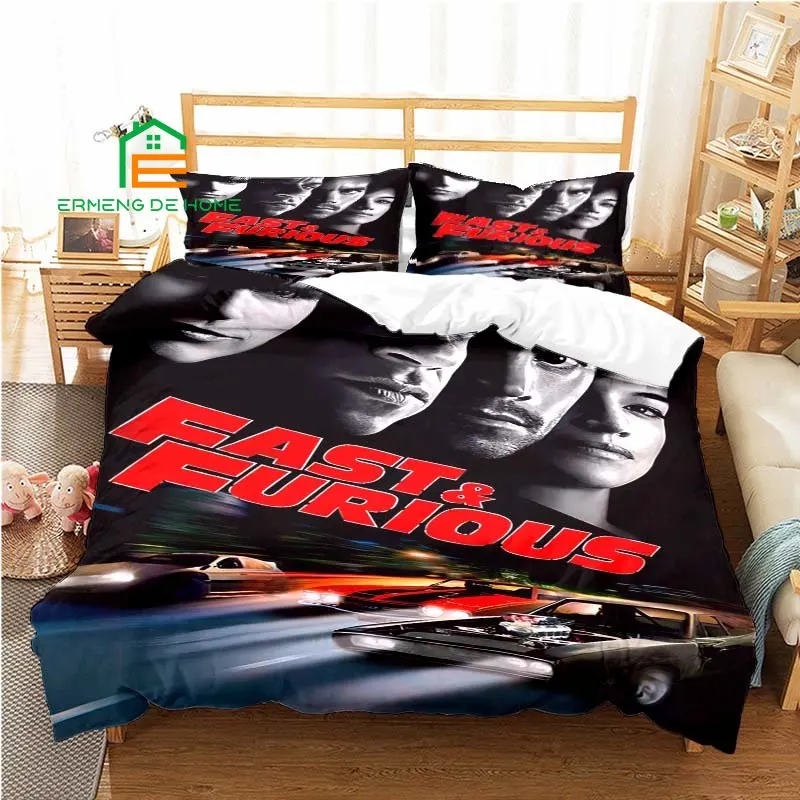 Fast and Furious Pattern Duvet Cover Set Bedding for Aldult Kids Bed Set Game Quilt Cover Comforter Cover Bedding Set