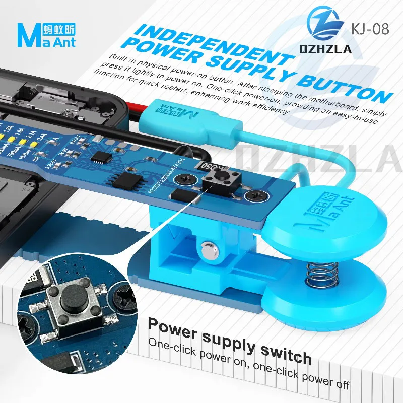 MaAnt KJ-08 Universal Power Clip No Solder One Click Power On for Mobile Phones Motherboard PCB Startup Test Repair Tool