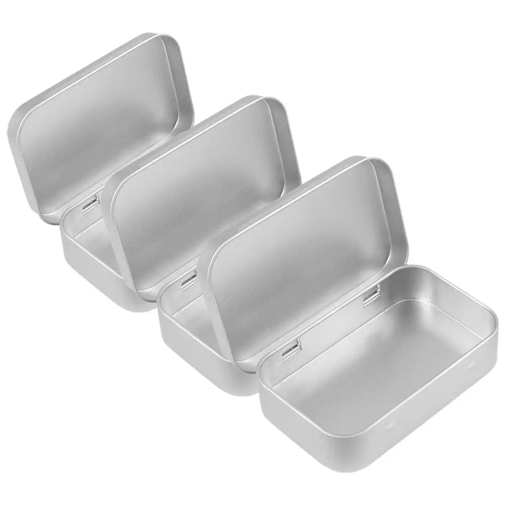 3PCS Rectangular Storage Tin Tinplate Metal Box Portable Halloween Christmas New Year Candy Box Metal Box Card Storage Jewelry