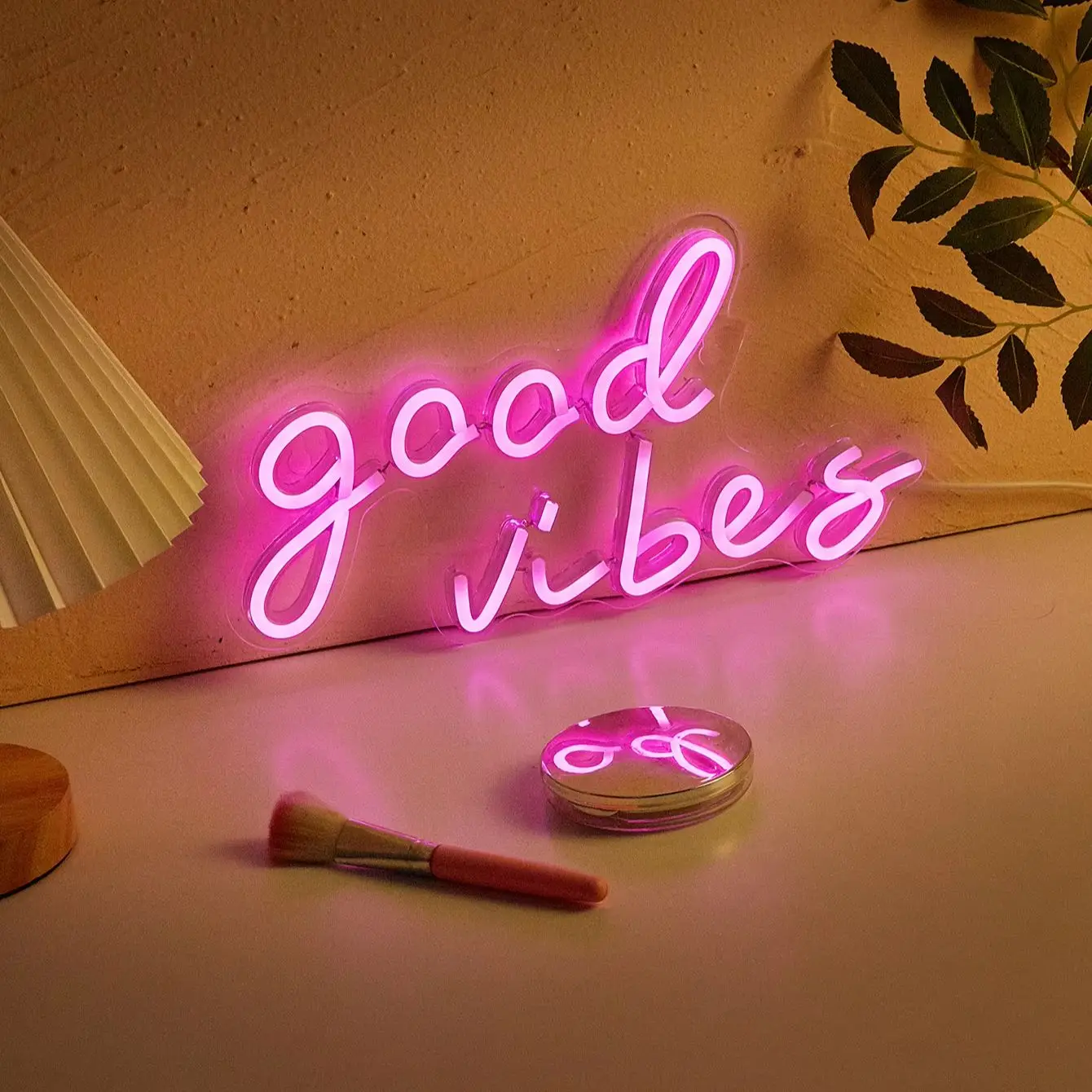 1pc LED Neon Mold style good vibes USB Powered Neon Sign Decorative Light, Bedroom, Party, Wedding, Game Room, Perfect Gift