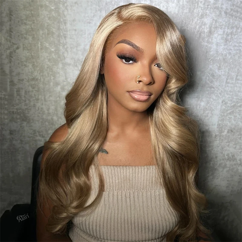 Rose Blonde Body Wave 13X6 Lace Frontale Pruik 100% Echt Menselijk Haar Melk Bruin Hd Transparant 13X4 Lace Front Pruik Voor Vrouwen