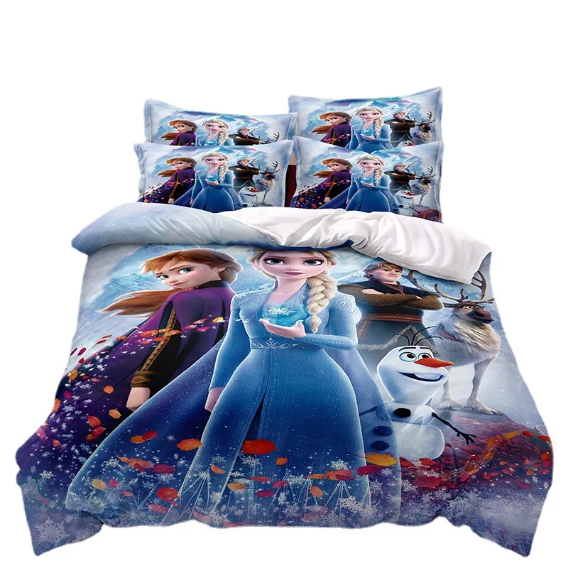 

Disney Cartoon Bedding Set Frozen Princess Elsa Pillowcase Duvet Cover Children Bed Three Piece Set Adult Single Twin Full Size