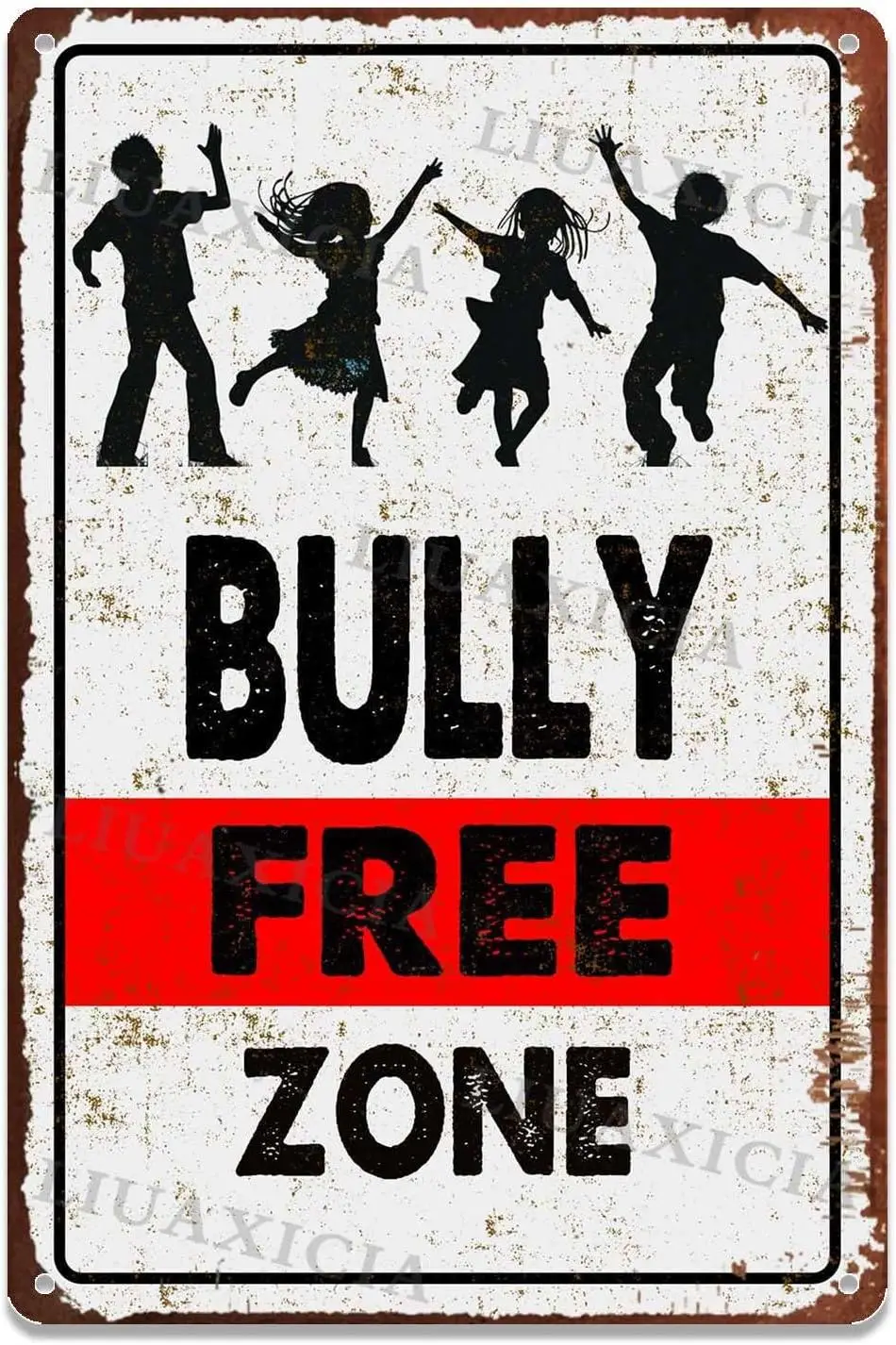 Funky Tin Sign Bully Free Zone For Home Bar Room Diner Garage Kitchen 8.00