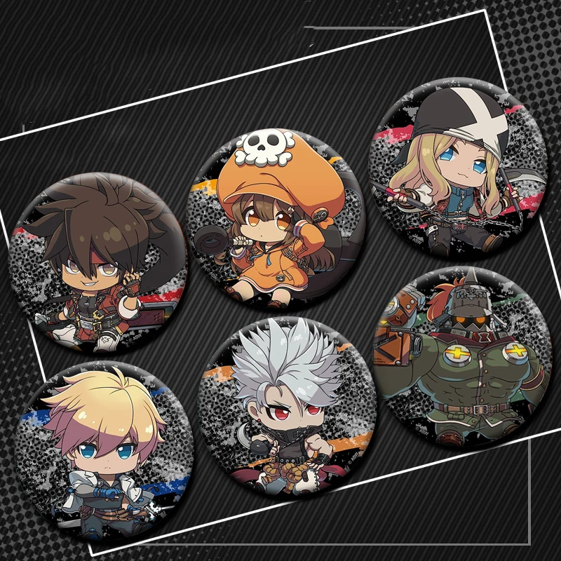 Anime Guilty Gear Strive Tinplate Pins Petanko Character Icon Badge Handmade Brooches for Backpack Clothes Decoration Gifts 32mm