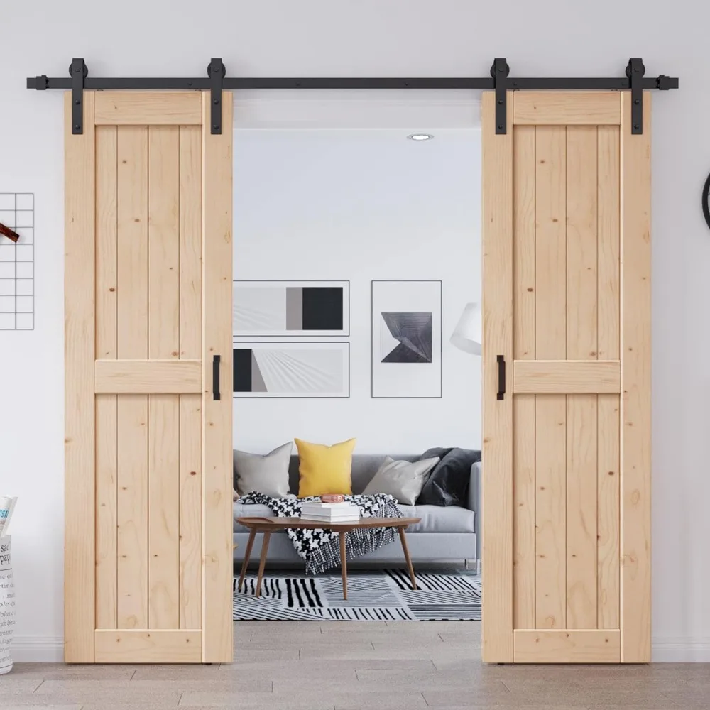 

Double Barn Door 24in×84in Barn Door With Sliding Door Hardware & Handle Included Porte Easy to Install Interior House Doors