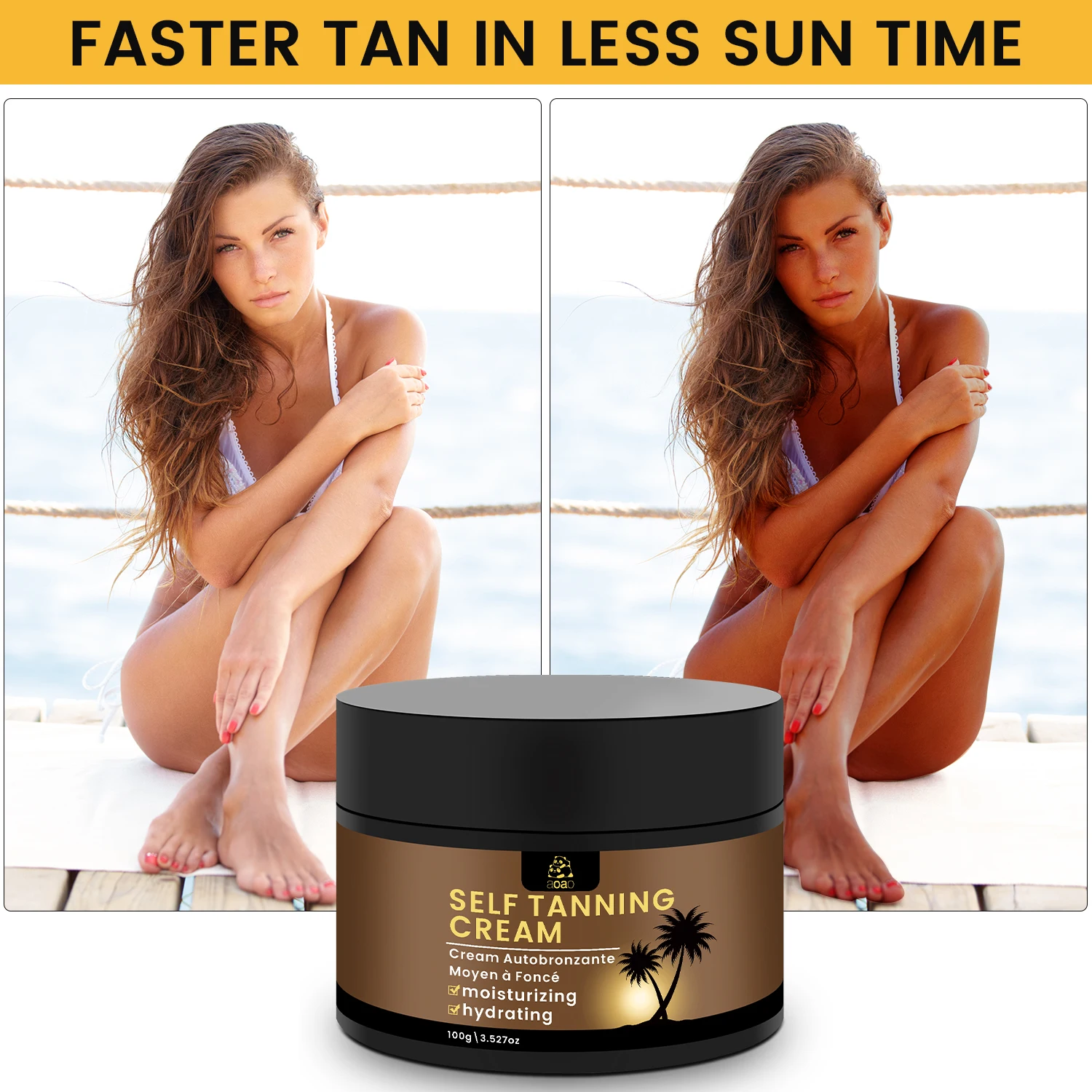 

Крем для автозагара aoao с кокосовым маслом и витамином Е — увлажняющий, увлажняющий и гипоаллергенный для лица и тела