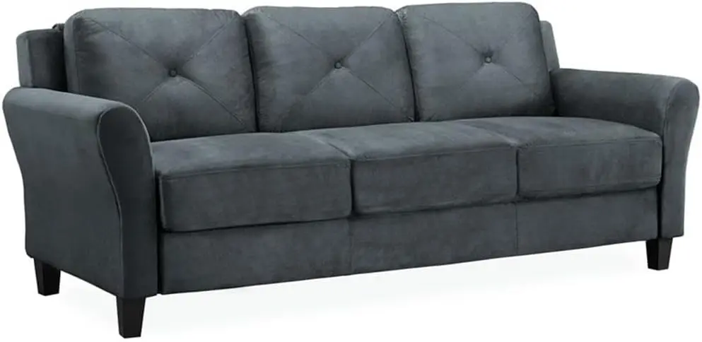 Solutions Harrington Rolled Arms Sofa, 80.3"W x 31.5"D x 32.7"H, Dark Gray