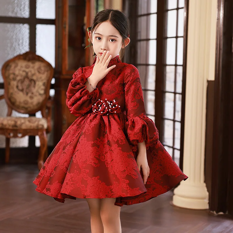 

Chinese Style Girls New Year Princess Ball Gown Children Elegant Evening Birthday Party Performance Dress y1135