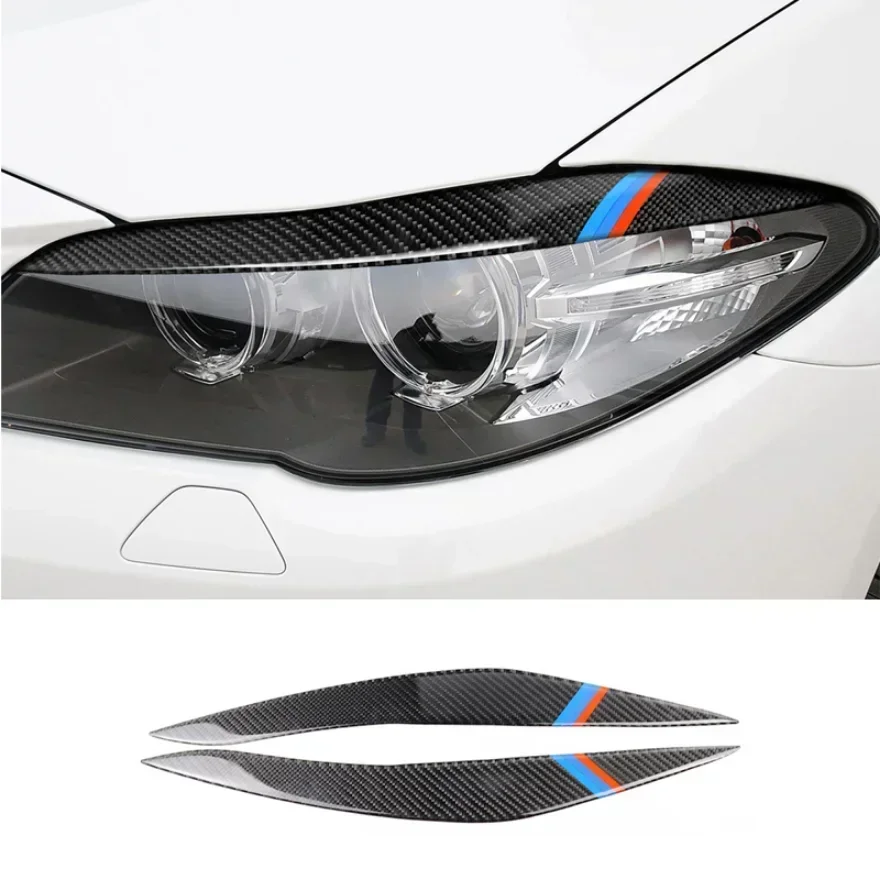 

Carbon Fiber Auto Sticker Headlight Front Headlamp Eyebrows Eyelid Trim Strip Decoration For BMW F10 F18 2011-17 Car Accessories
