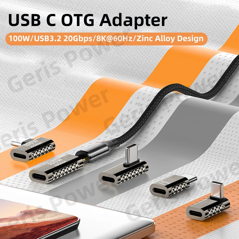 

100W USB C OTG Adapter USB3.2 20Gbps Type C to USB C Converter 8K@60Hz USB Type C Fast Charging Connector Extender Adapter