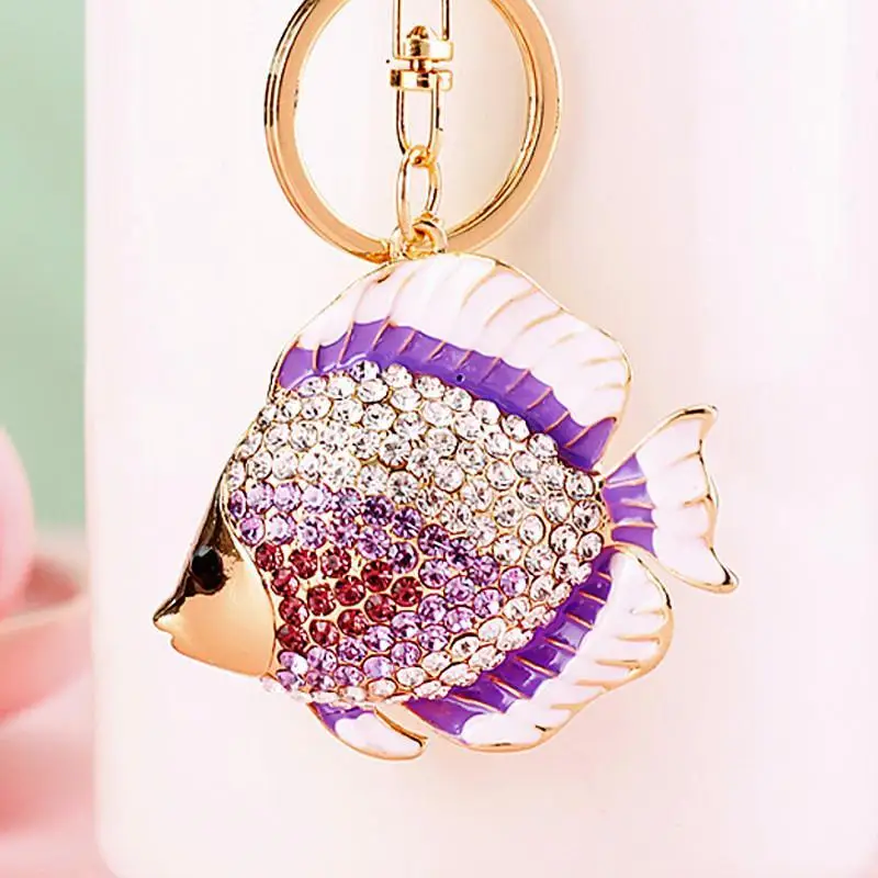 Glitzernder Strass-Fisch-Schlüsselanhänger, goldener Schlüsselring, Themen-Taschenanhänger, Auto-Schlüsselanhänger, modische Schlüsselanhänger-Accessoires – Detail 3