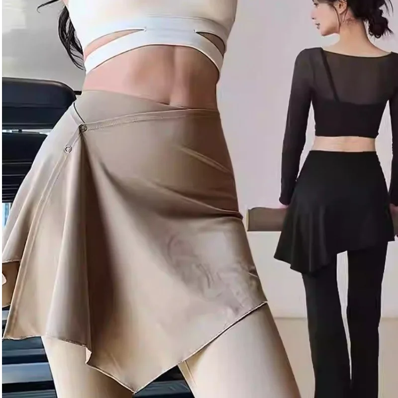 High Waist  Yoga Shorts Fitness Training Running Sports Pilates Skirt Women's High Waist Polyester A-Line Skirt