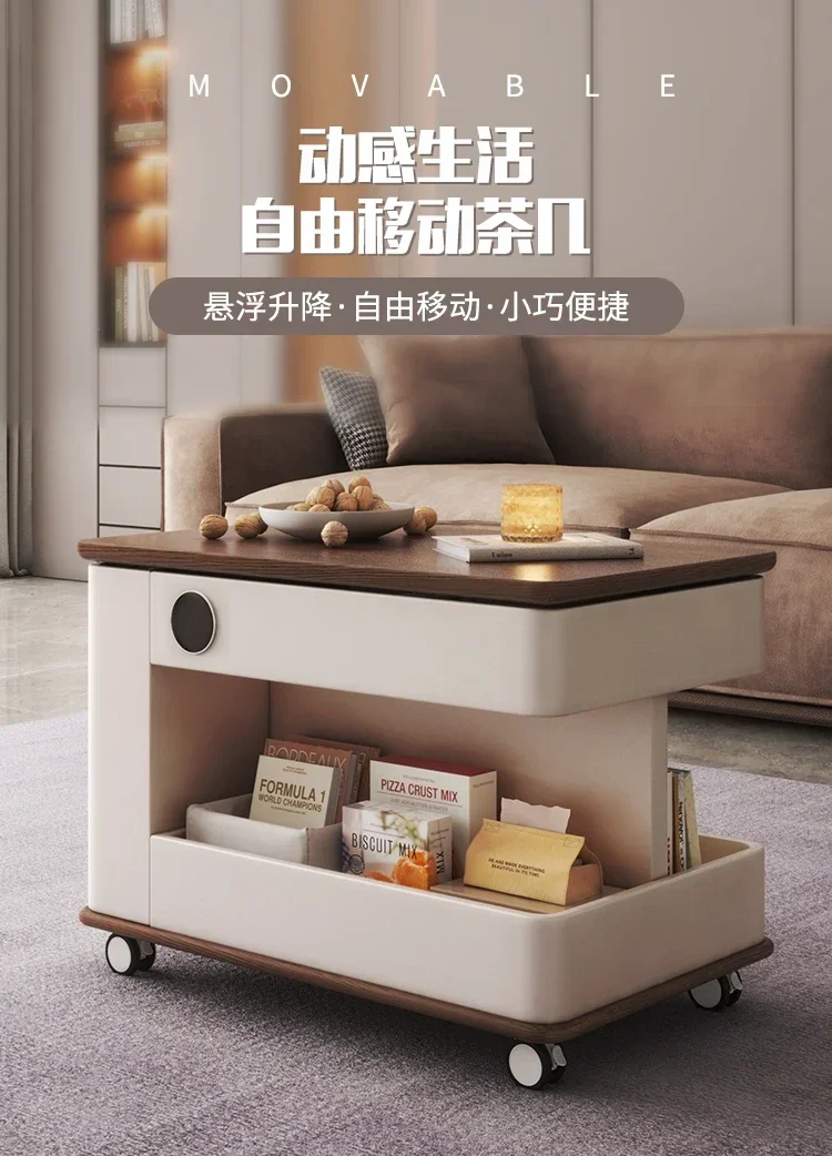 

Side Table Light Luxury Advanced Portable Multi-Functional Living Room Home Sofa Cart Side Cabinet Solid Wood Tea Table