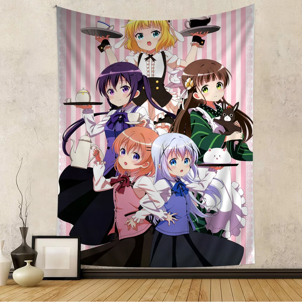 Anime Is the order a rabbit Movie Sticky Cartoon Tapestry Wall Hanging Decoration Household Home Decor