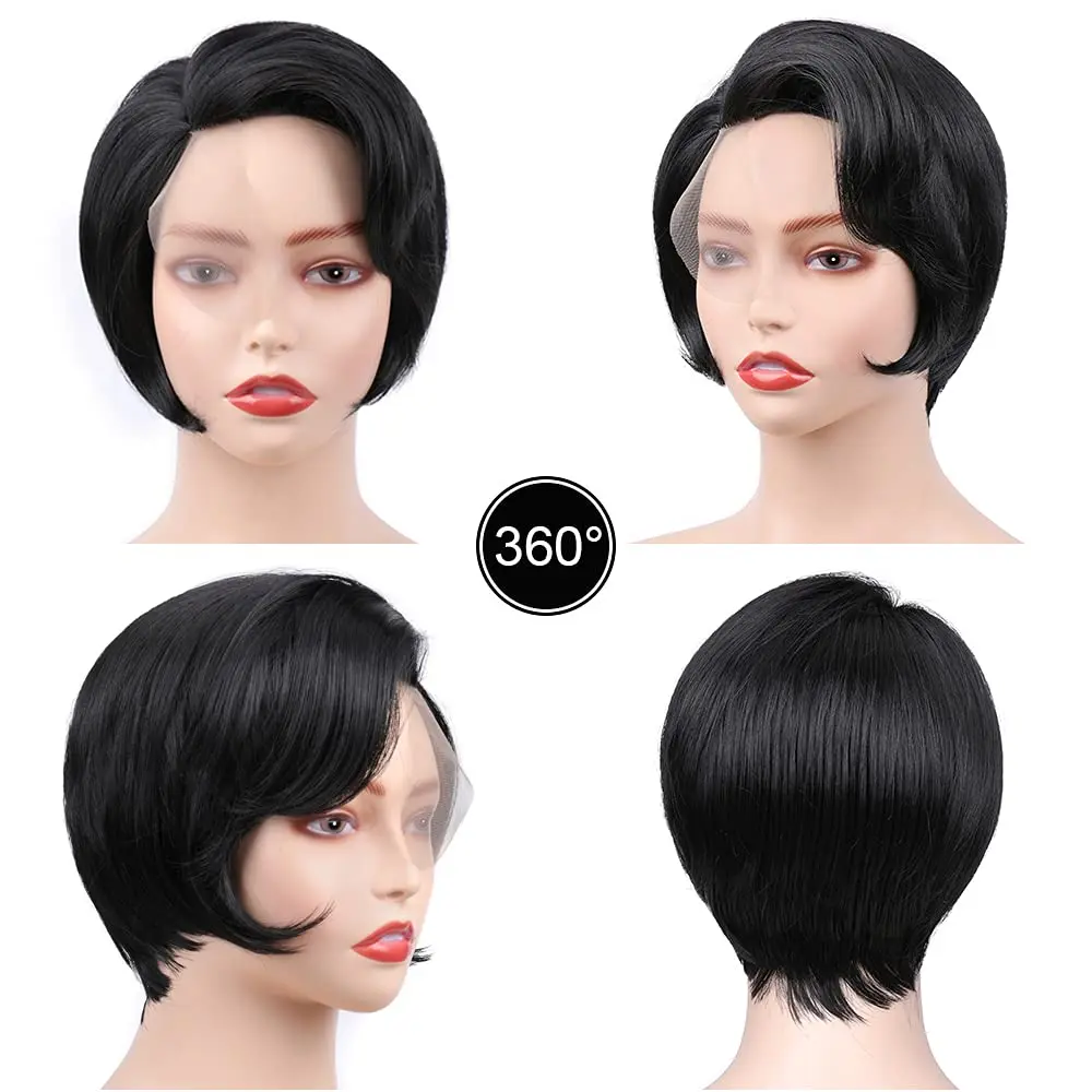 Short Pixie Cut Syntheic Wig Straight Hair Short Wigs For Women Synthetic Black Short Pixie Bob Wig For Daily Use