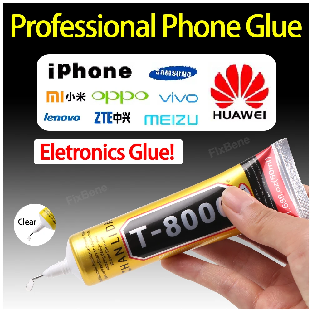 Universal Glue T8000 Transparent Phone Display Repair Kit Strong Adhesive Back Cover Zhanlida Leather Craft Fabric Textile Cloth