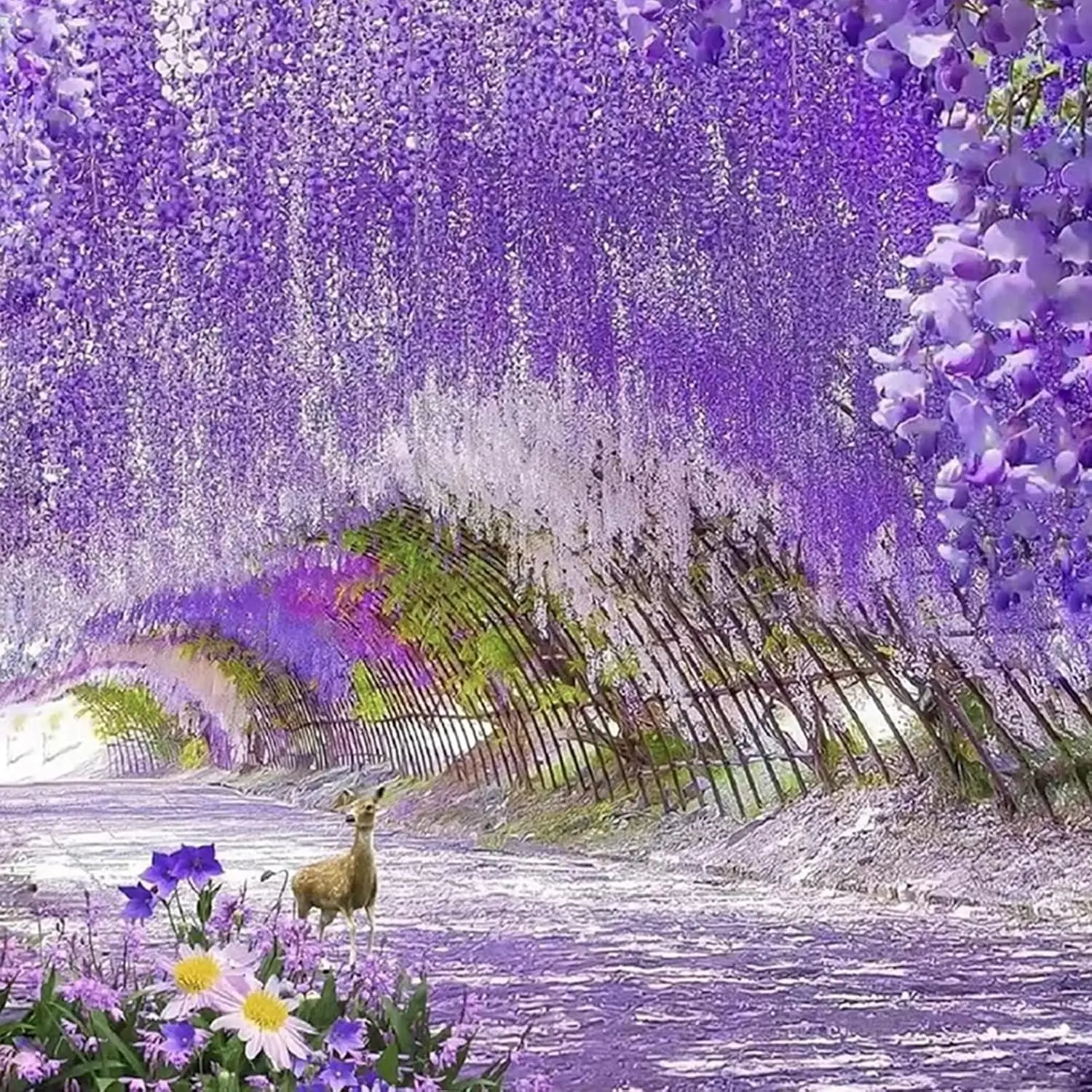 

12pcs Artificial Wisteria Hanging Flowers Silk Wisteria String Vines Rattan Wedding Party Wall Ceiling Trade Show Garden Decor