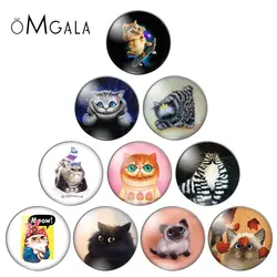 New Cute Funny Cats Paintings 10mm/12mm/14mm/16mm/18mm/20mm/25mm Round photo glass cabochon demo flat back Making findings