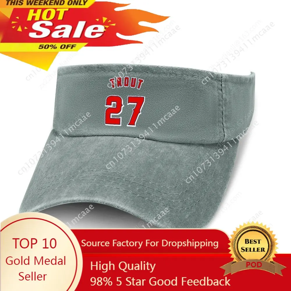 Los Angeles baseball custom made Sun Visor Leaky Top Cowboy Hats Men Women Angels Mike Trout NO 27 Custom Cap Empty Open Top Hat