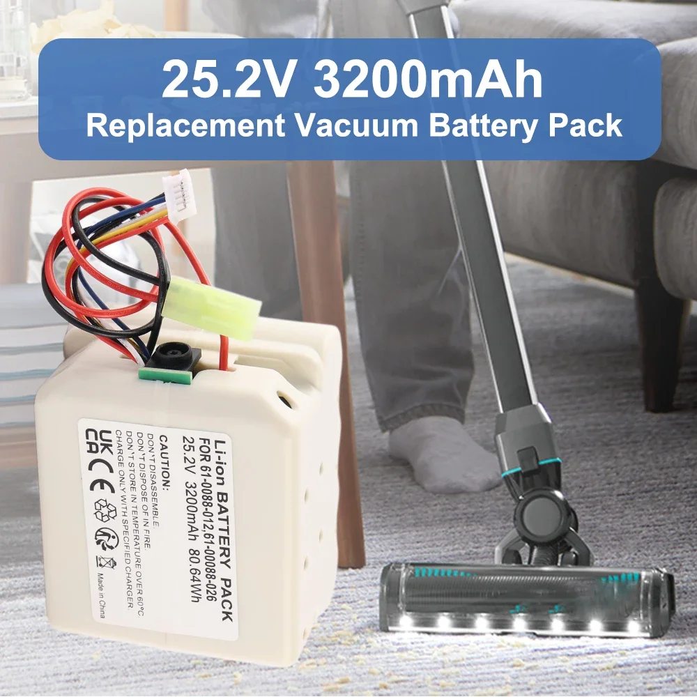 61-0088-012  Replacement Battery For Bissell ICONpet Cordless 2288 22889 2746A 2746 Vacuum Cleaner 61-00088-026 25.2V 3200mAh