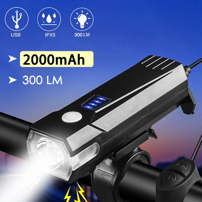 1 Piece Bicycle Light USB Rechargeable MTB Road Front Back Headlight Lamp Power Bank Bike Flashlight Cycling Accessories