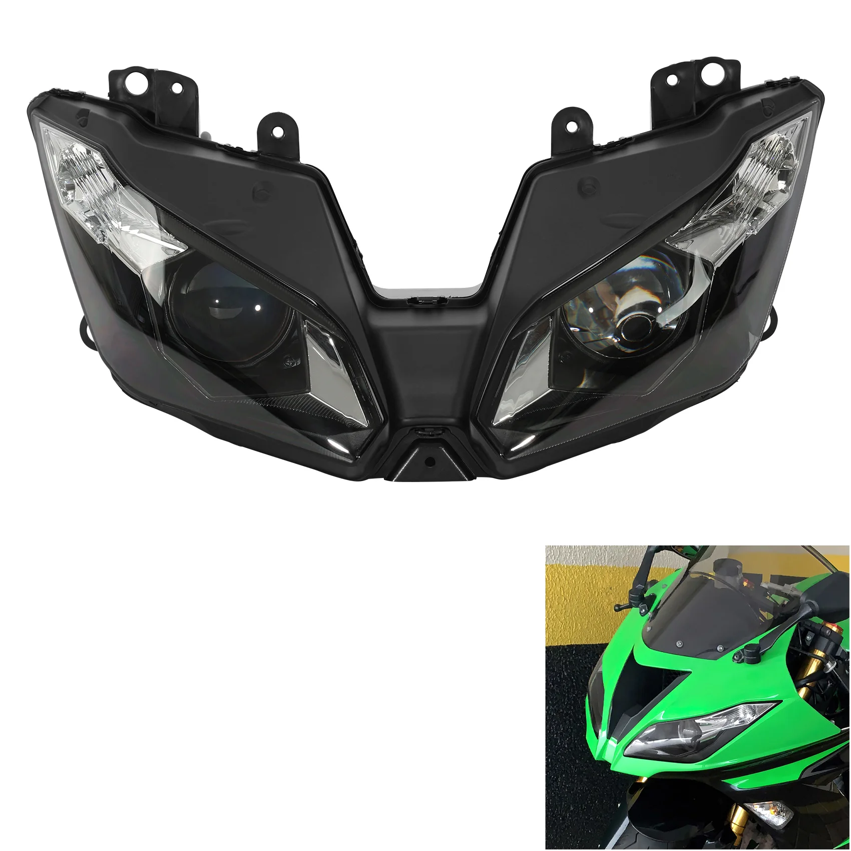 Front Headlight Head Light Assembly Fit For Kawasaki Ninja ZX6R ZX636 2013-2018