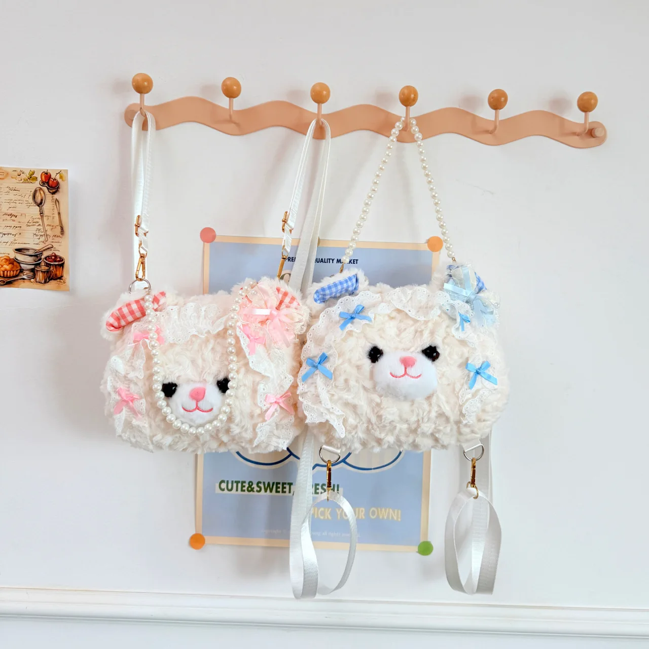 New Japanese-style Lolita Plush Bunny Crossbody Bag Cute Cartoon Plush Backpack For Girls Fashion And Versatile Backpack