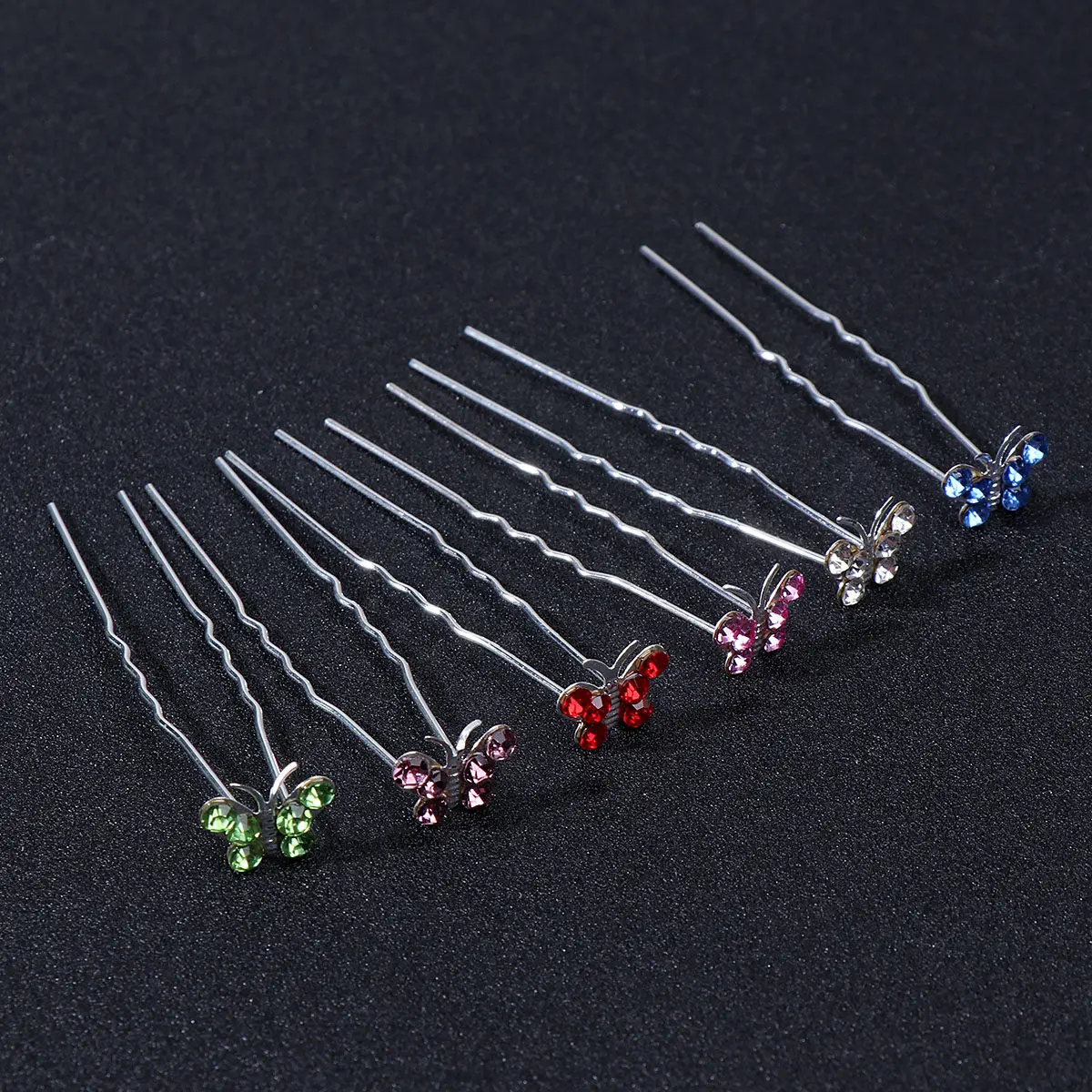 

30Pcs Rhinestone Butterfly Hairpins Bridal Hair Stick U Shaped Hair Chopsticks Wedding Party Hairpin Women Hairpin