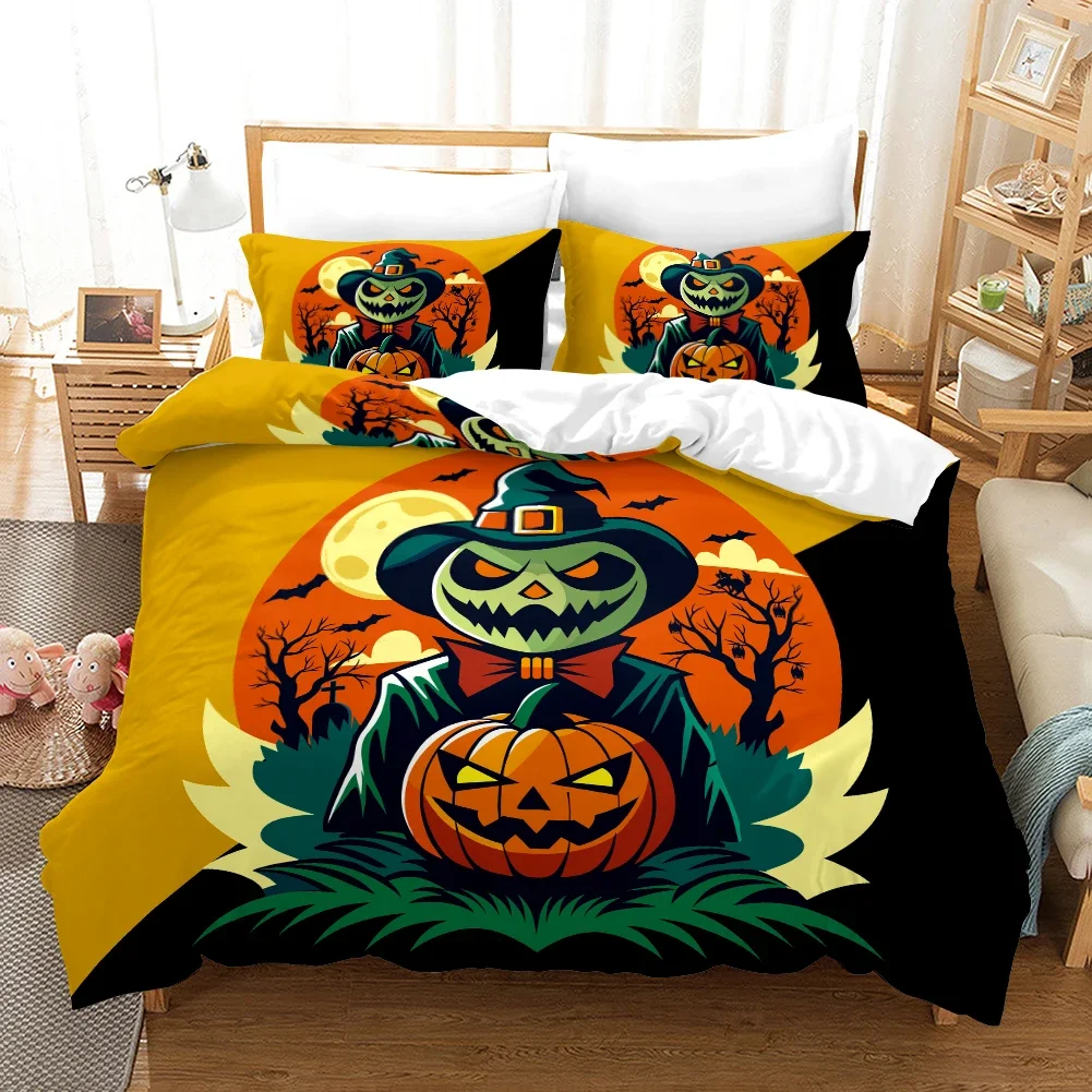 Halloween - Style Digital Printed Duvet Kit - Polyester - Bedroom Decor -1 Bed cover +2 Pillowcases (no pillow core)