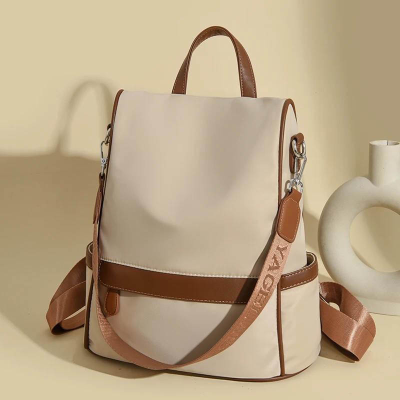 Multi Functional Anti-theft Women Backpack Fashion Color Blocking Teenager Students School Book Bags Female Travel Shoulder Bag