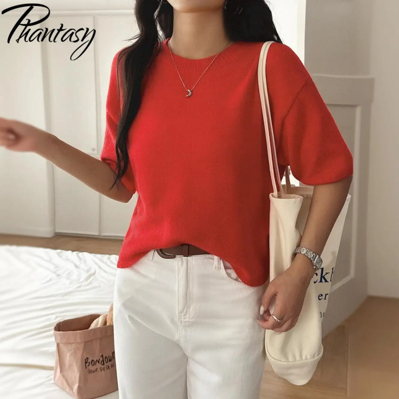 Phantasy Freizeit Einfarbiger Pullover Urlaubsatmosphäre Langarm Damenpullover Damenbekleidung Vintage Einfacher Stil