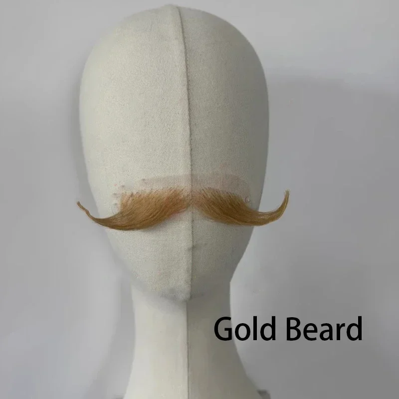 Handmade Fake Beard Simulated Moustachio Prop Foreign Eight Character Upright Beard Deep Brown Fake Beard for Cosplay Prop