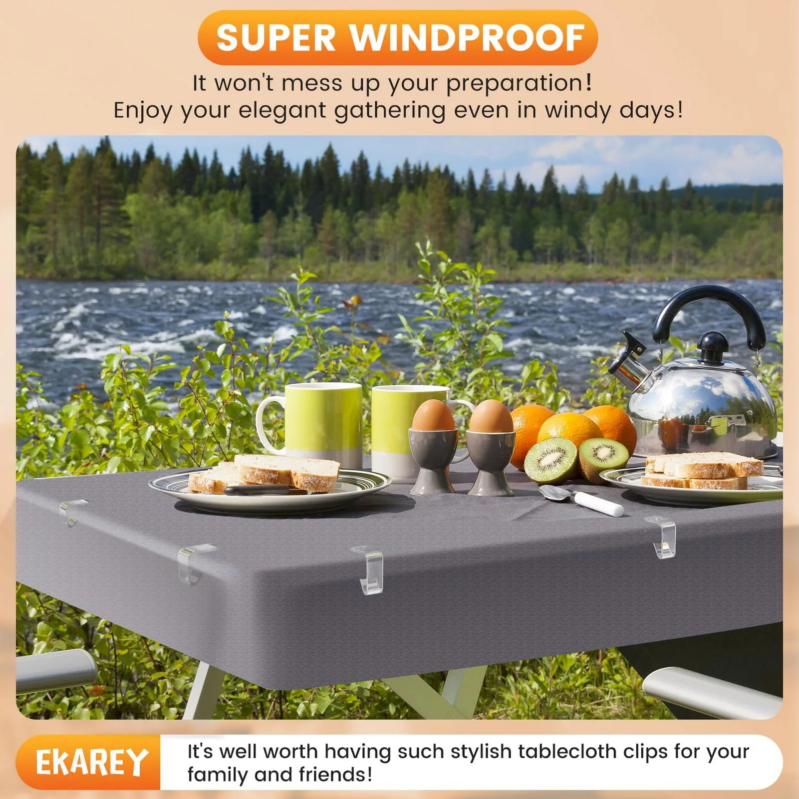 مشابك بلاستيكية شفافة لمفرش المائدة غير قابلة للانزلاق ومضادة للرياح لحدث عيد الميلاد والتخييم والنزهات #2