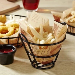 1PC snack Chip mand Creatieve Iron Craft snack Chip mand Ronde netto Gebakken mand Gebakken kip mand Broodmand