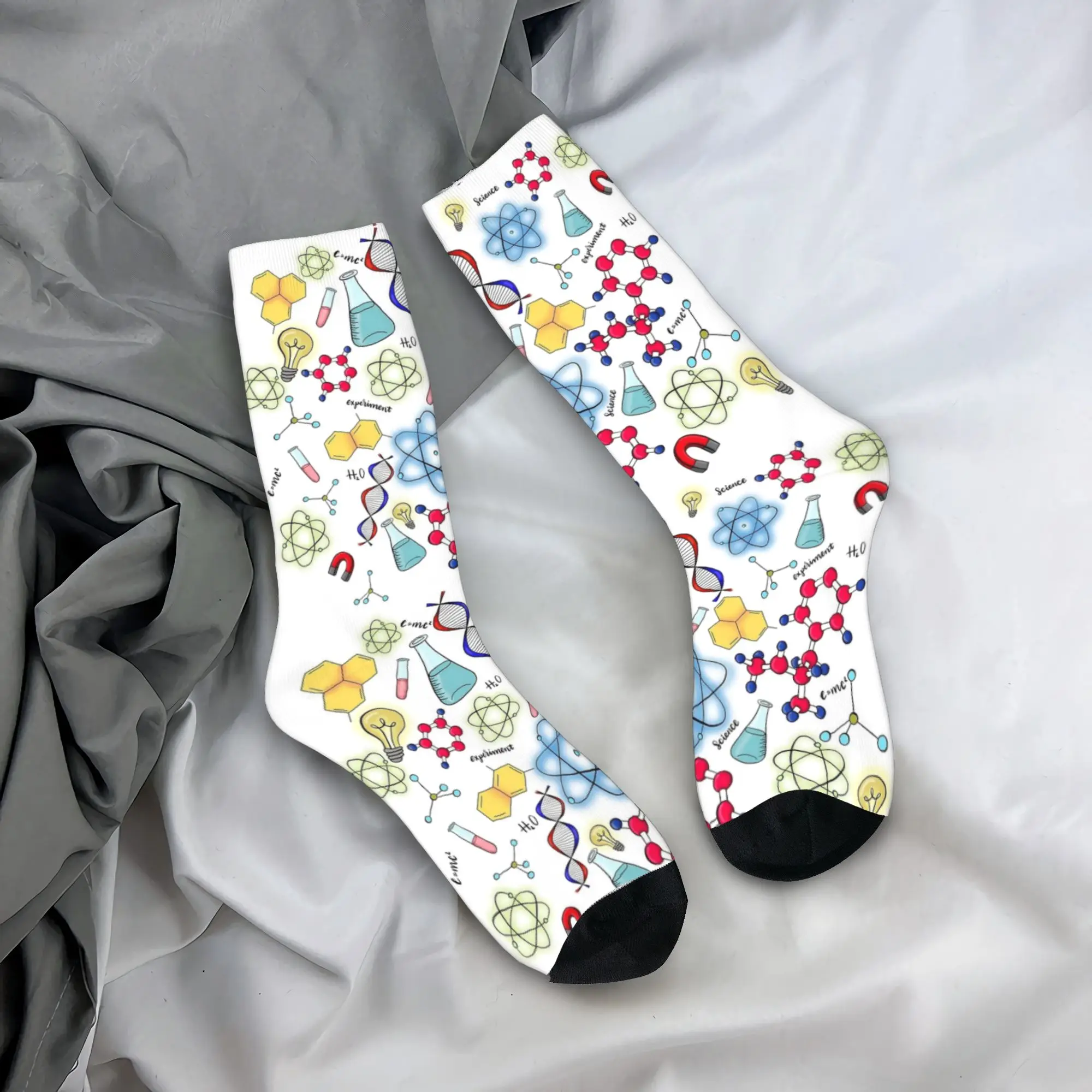 Science chic Custom Biology And Chemistry Socks  Non Slip Stockings Men Soft Climbing Socks Autumn Korean Graphic Socks