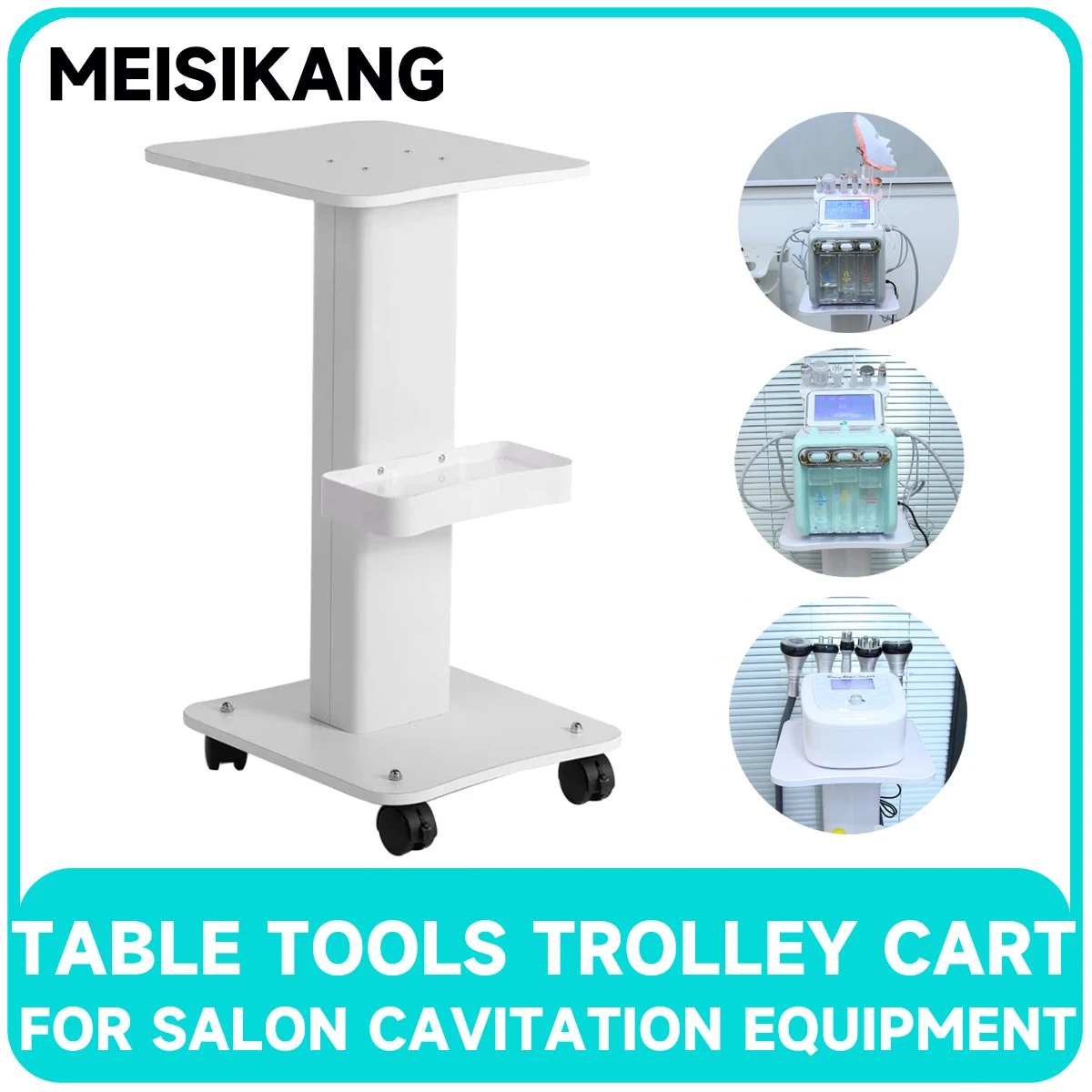 MEISIKANG Aluminum Rolling Trolley Stand Beauty Salon Equipment Storage Cart with Wheels