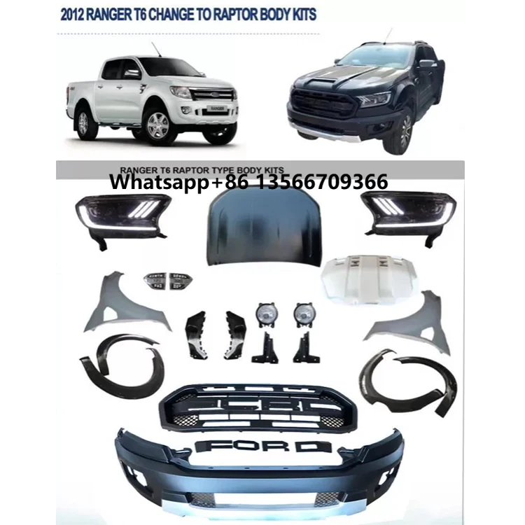 

Front Bumper Body Kits Head Lamp for Ford Ranger 2012-2018 T6 T7 T8 Upgrade to 2019 Raptor