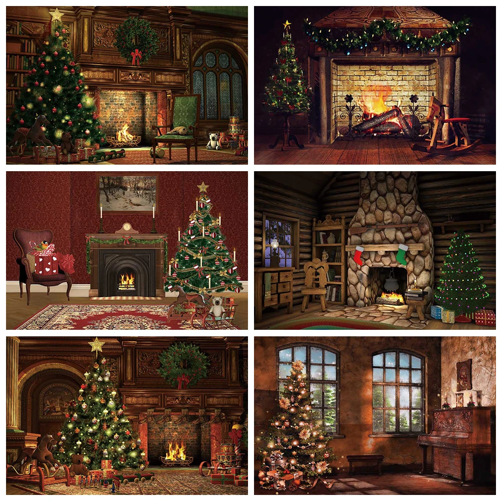 

MOON.QG Old Brick Castle Fireplace Home New Year Christmas Backdrops Backgrounds Photo Studio Party Wall Decoration Photography