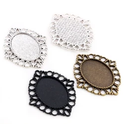 10pcs 18x25mm Inner Size Black Antique Silver Plated/Bronze Black Classic Cameo Cabochon Base Setting Pendant necklace findings