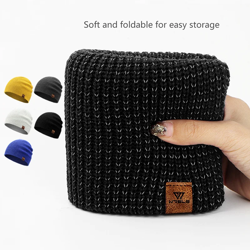 WRELS Winter Knitted Beanie Hats Warm Night Running Reflective Hat Unisex Windproof Ear Protection Cycling Hiking Ski Cap image 5