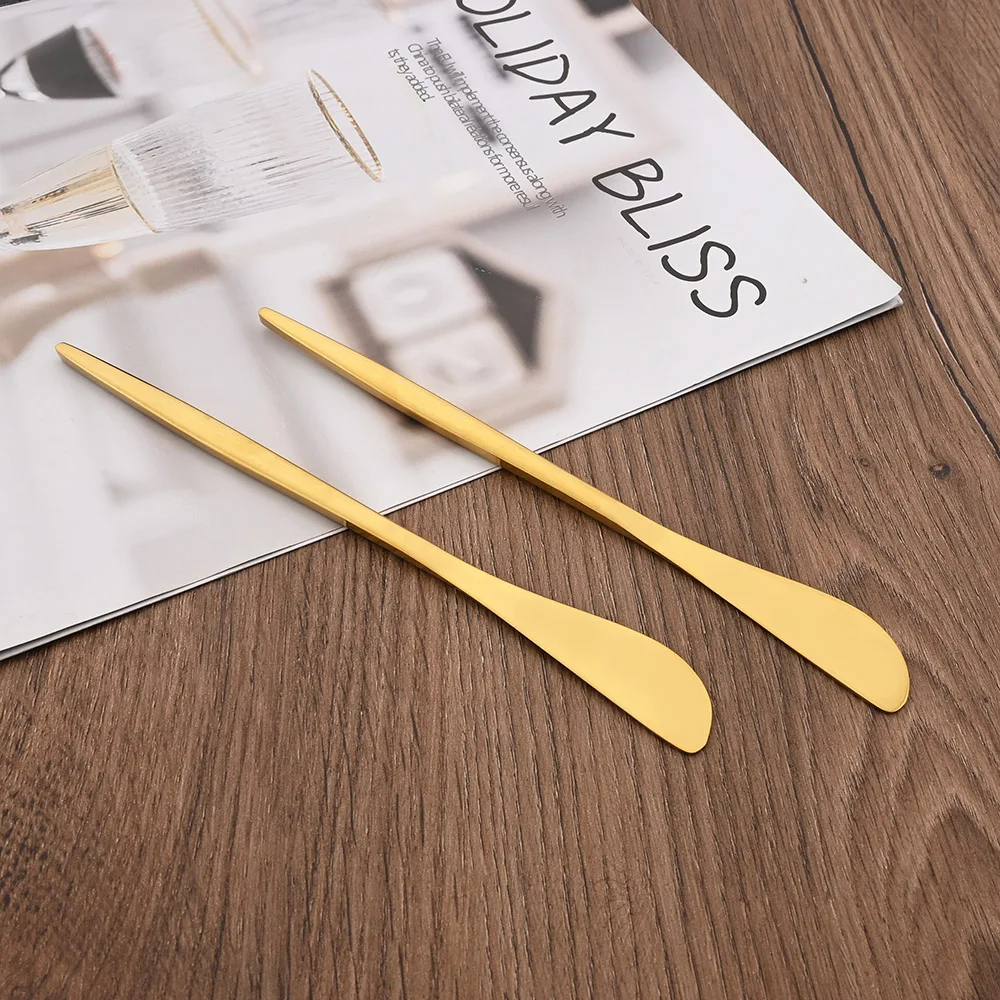 Gold 6Pcs Butter Knife Cheese Cutter Stainless Steel Cheese Dessert Knife Cream Wipe Cream Bread Jam Tools Kitchen Gadget