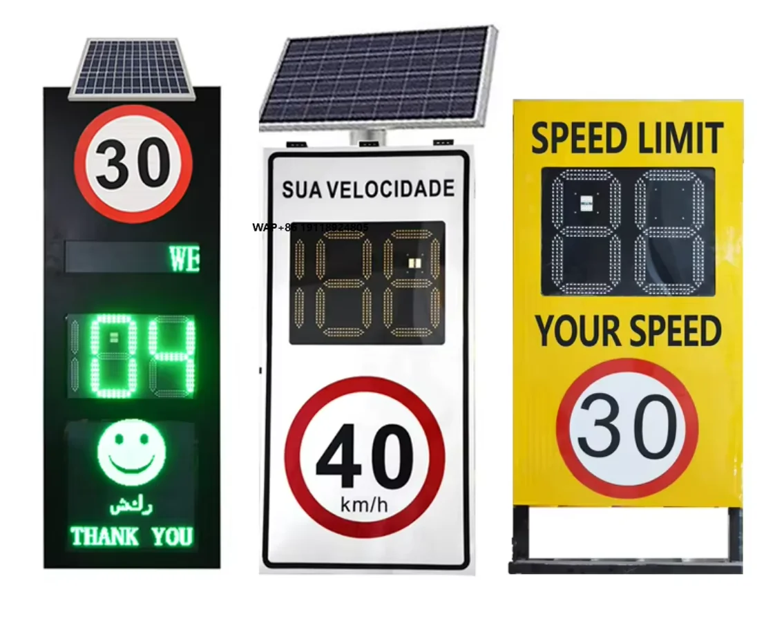 Solar-Powered Traffic Speed Radar Detector Sign Car Speed Measurement for Roadway Safety