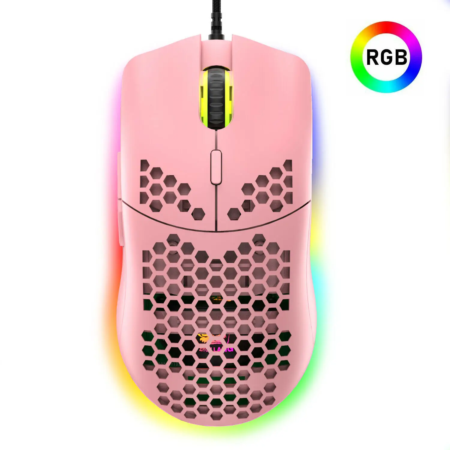 Leichte drahtgebundene Gaming-Maus RGB-LED 6400 dpi-Wabe-Shell für PC PS4 Xbox