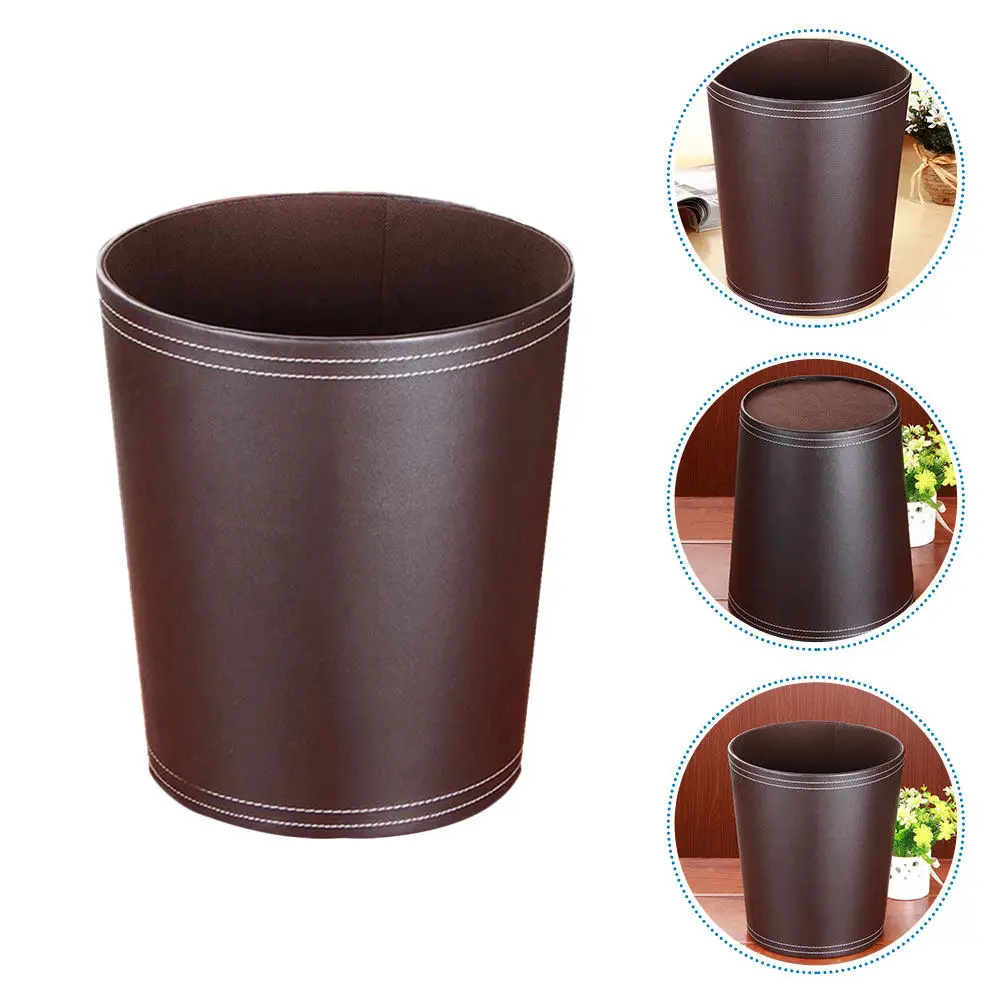 

Wastebasket Trash Can PU Material Large Capacity Living Room Decorative Waste Paper Basket Garbage Recycling Container