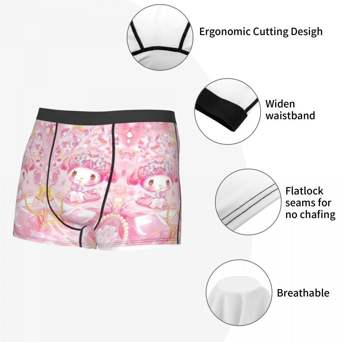 Ropa interior personalizada de película de dibujos animados de melodía para hombre, calzoncillos Boxer con diseño Kawaii estampado, bragas, calzoncillos transpirables